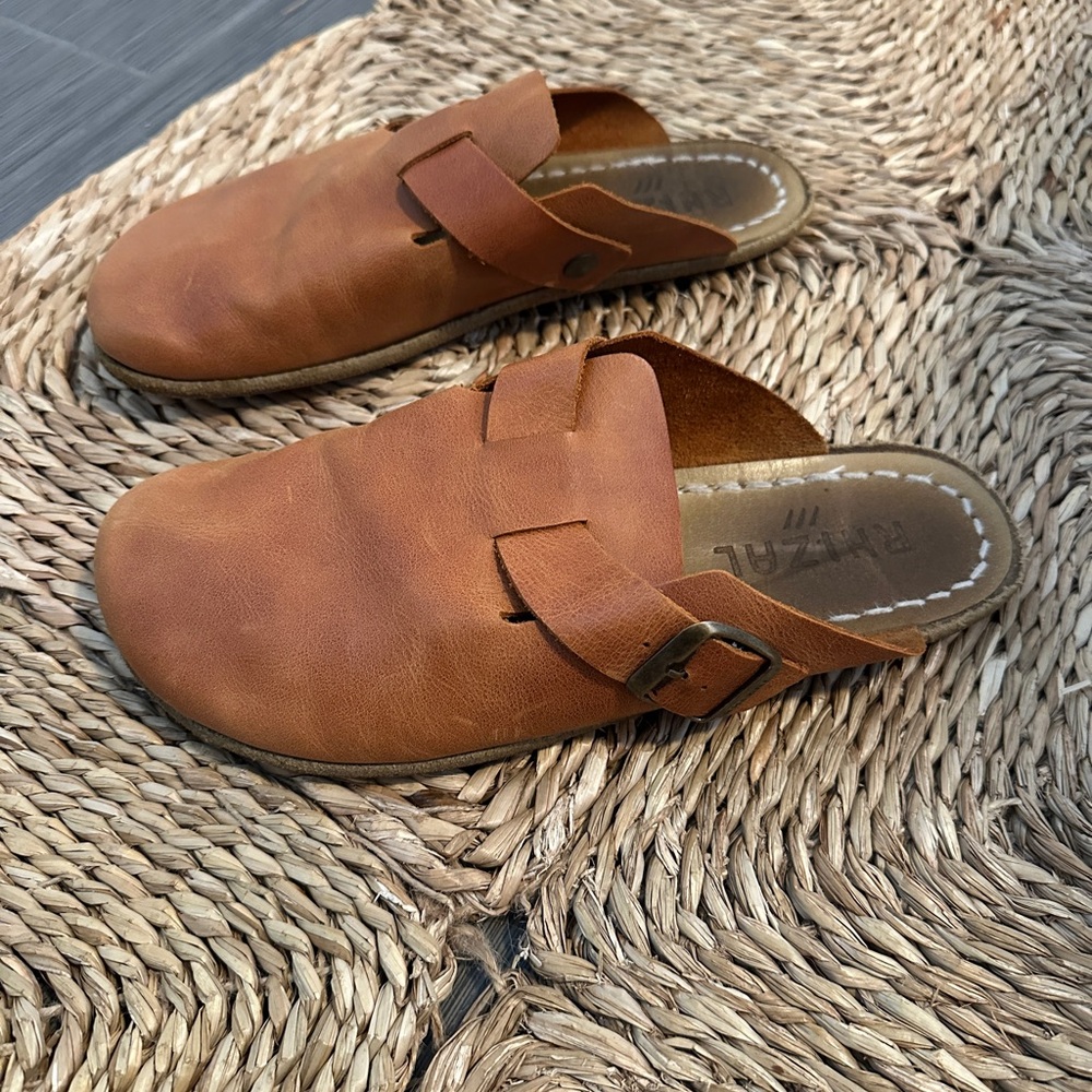 Grounding Barefoot Rhizal Kuyu Honey Leather Womens Shoes Clogs - Picture 5 of 7
